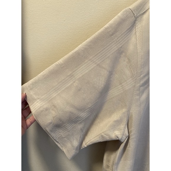 Caribbean Shirt Sz 2XLT Tan Cream Wood Button Modal Blend Tropical Hawaiian - Picture 6 of 9